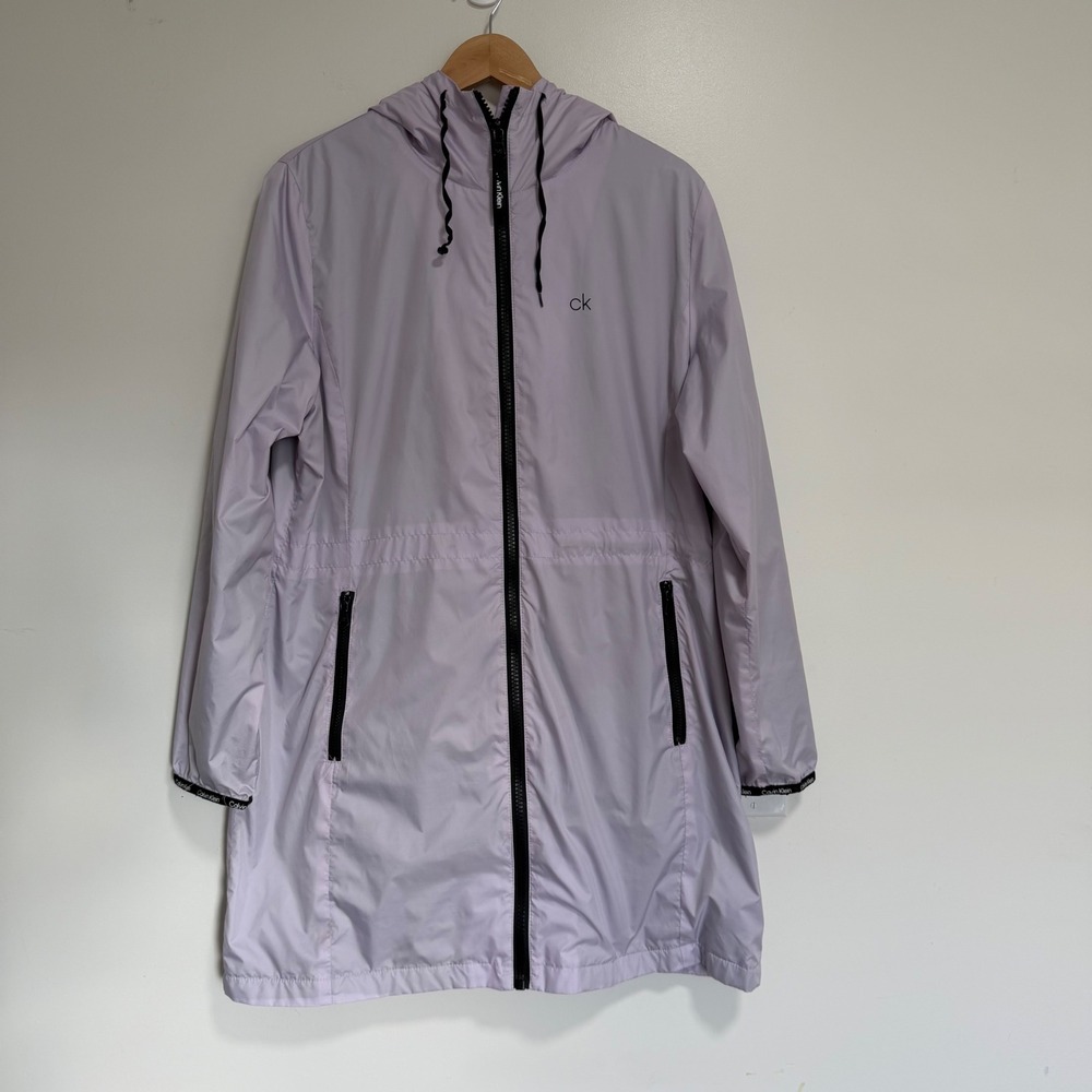 Calvin Klein Hooded Windbreaker Jacket Women Large Lavender Anorak